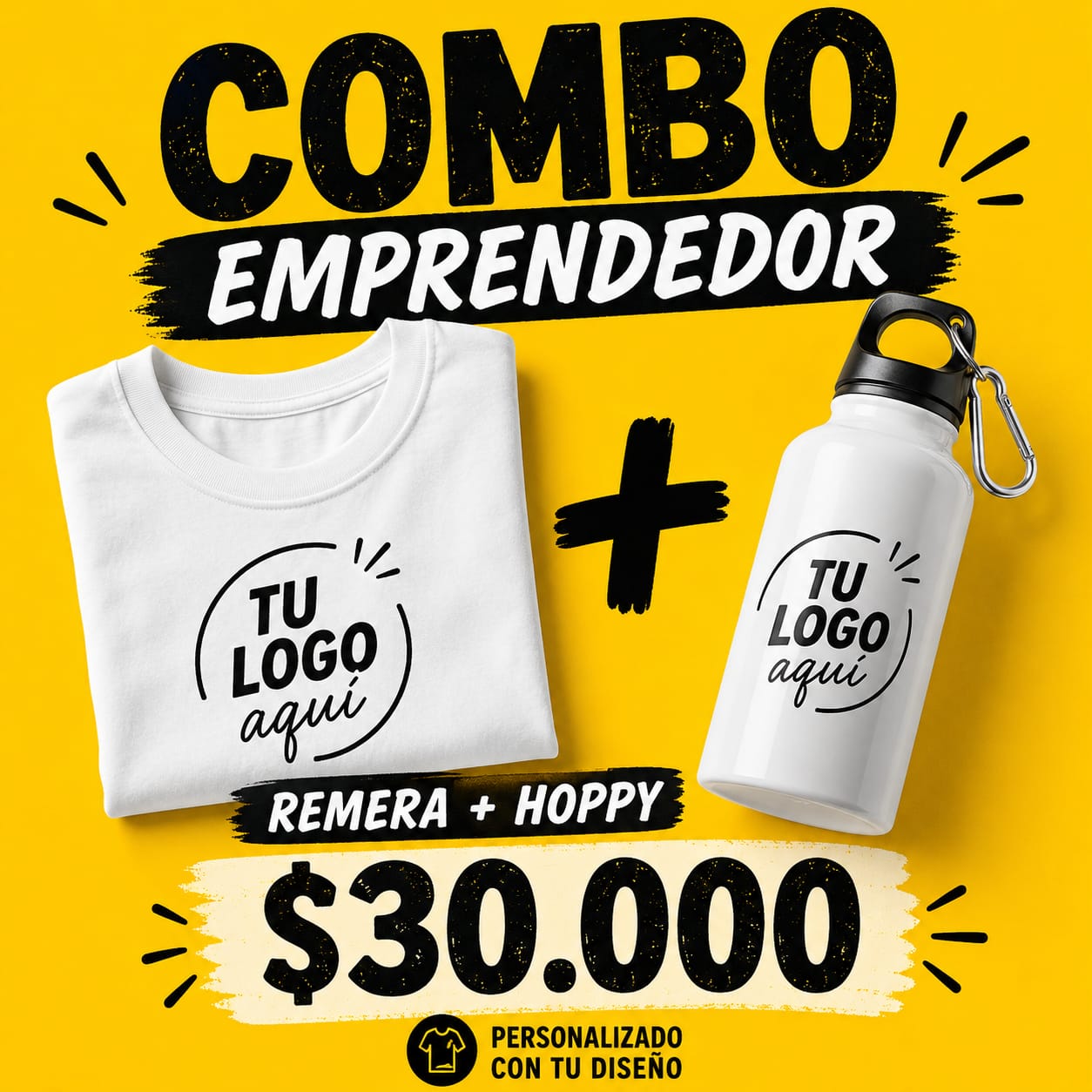 Promo combo emprendedor de remera y hoppy a 30000 pesos